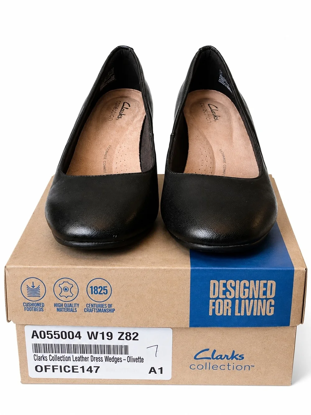 Clarks Collection Black Leather Wedge Pumps Womens Sizes 7-11 NIB Comfort